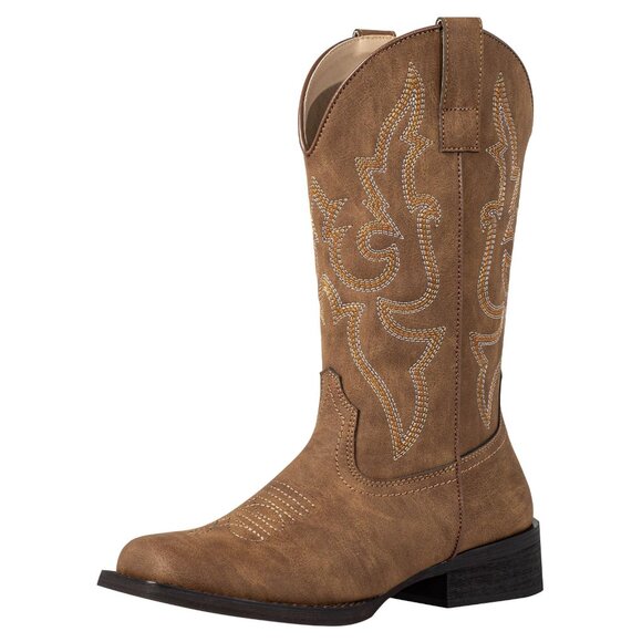 Women's Square Toe Cowboy Boots Wide Calf Riding Western Boots